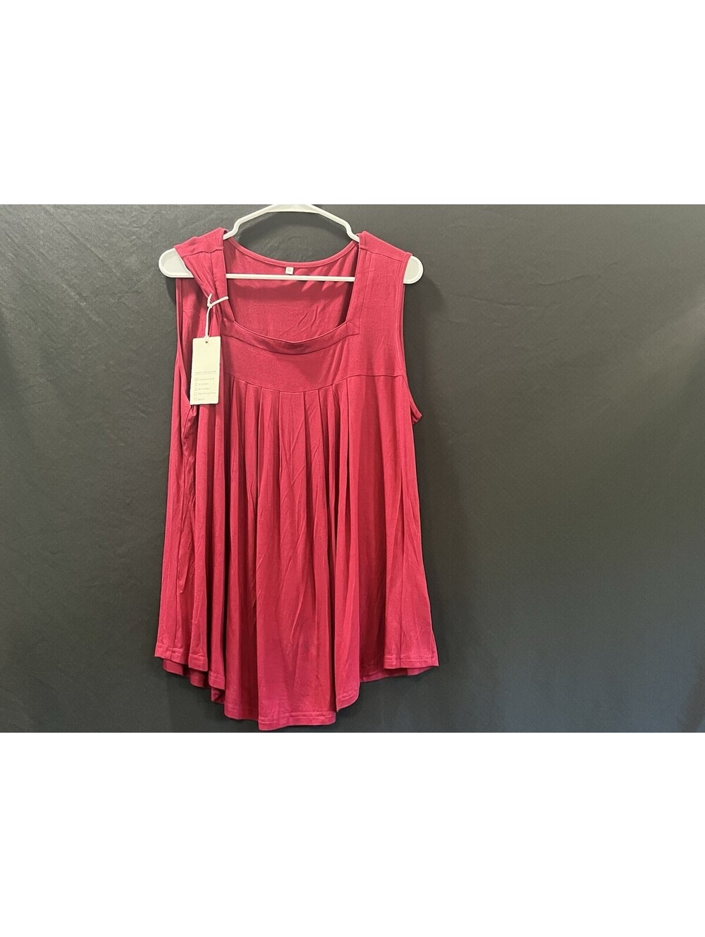 NWT Women XL Fuchsia Pink Pleated Swing Tank Top Flowy Tunic Blouse